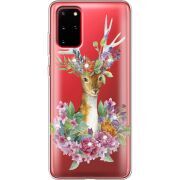 Чехол со стразами Samsung G985 Galaxy S20 Plus Deer with flowers