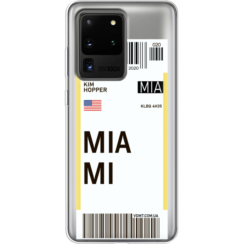 Прозрачный чехол BoxFace Samsung G988 Galaxy S20 Ultra Ticket Miami