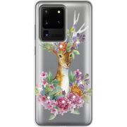 Чехол со стразами Samsung G988 Galaxy S20 Ultra Deer with flowers