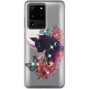 Чехол со стразами Samsung G988 Galaxy S20 Ultra Cat in Flowers