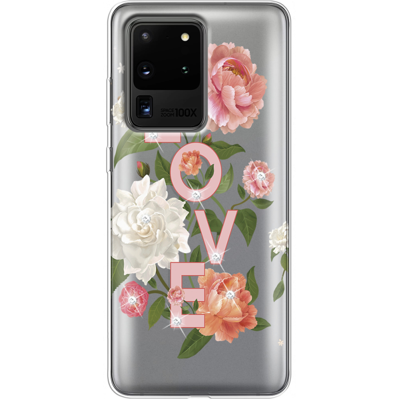 Чехол со стразами Samsung G988 Galaxy S20 Ultra Love