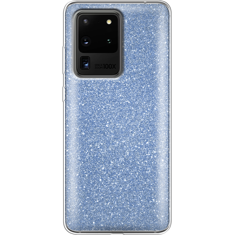 Чехол с блёстками Samsung G988 Galaxy S20 Ultra Голубой