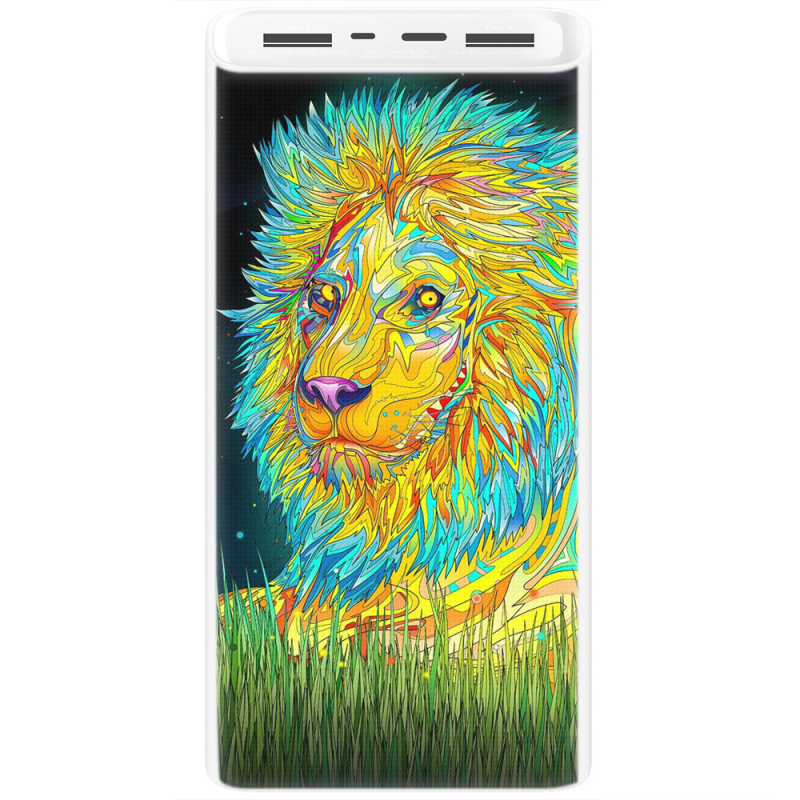 Xiaomi Mi Power Bank 3 20000mAh (PLM18ZM) Белый с принтом Moonlight Lion