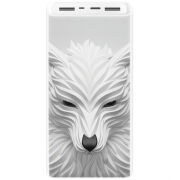 Xiaomi Mi Power Bank 3 20000mAh (PLM18ZM) Белый с принтом White Wolf