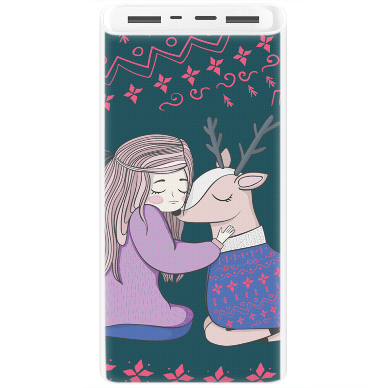 Xiaomi Mi Power Bank 3 20000mAh (PLM18ZM) Белый с принтом Girl and deer