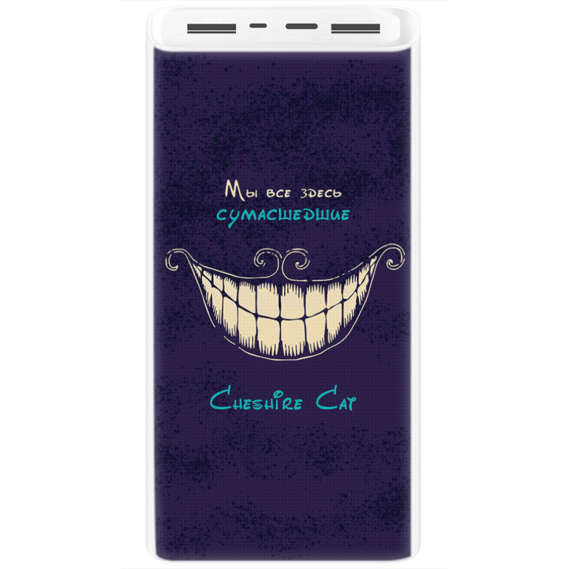 Xiaomi Mi Power Bank 3 20000mAh (PLM18ZM) Белый с принтом Cheshire Cat