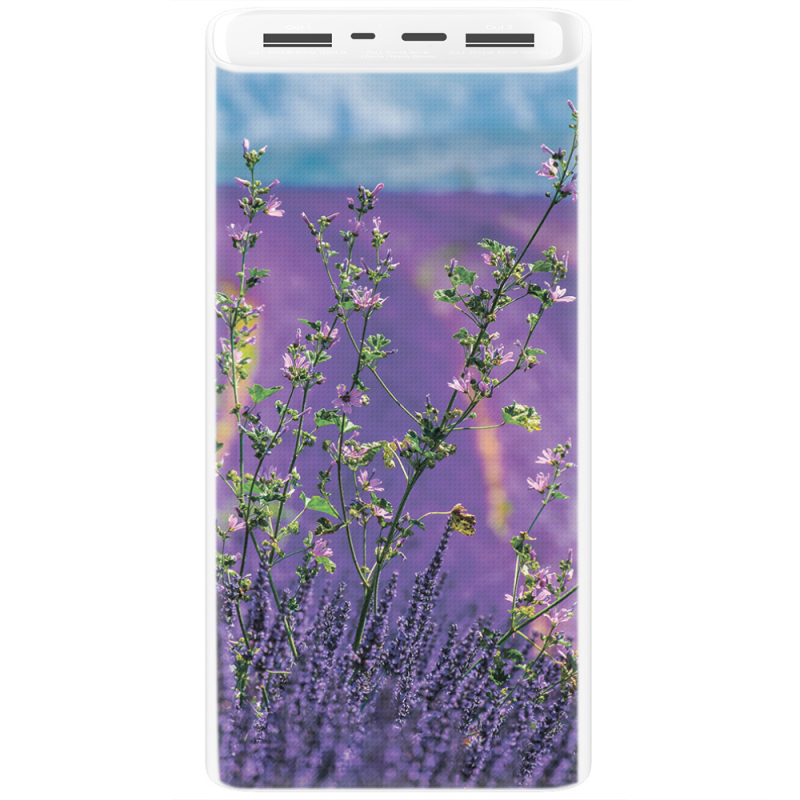 Xiaomi Mi Power Bank 3 20000mAh (PLM18ZM) Белый с принтом Lavender Field