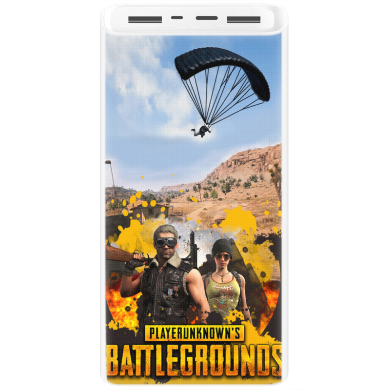 Xiaomi Mi Power Bank 3 20000mAh (PLM18ZM) Белый с принтом Pubg parachute