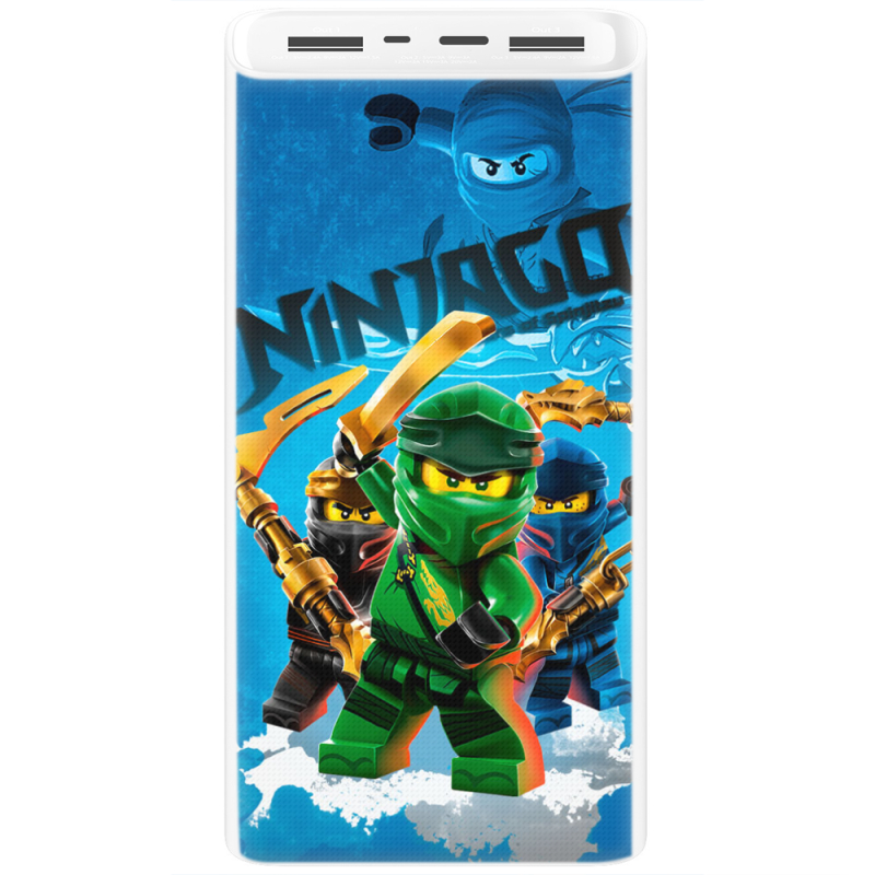 Xiaomi Mi Power Bank 3 20000mAh (PLM18ZM) Белый с принтом Lego Ninjago