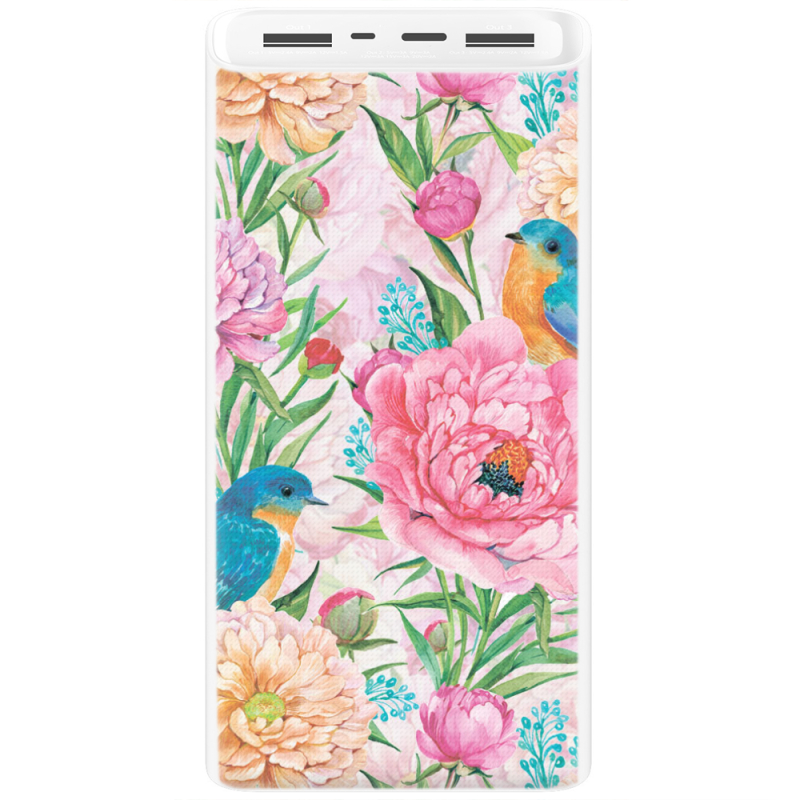 Xiaomi Mi Power Bank 3 20000mAh (PLM18ZM) Белый с принтом Birds in Flowers