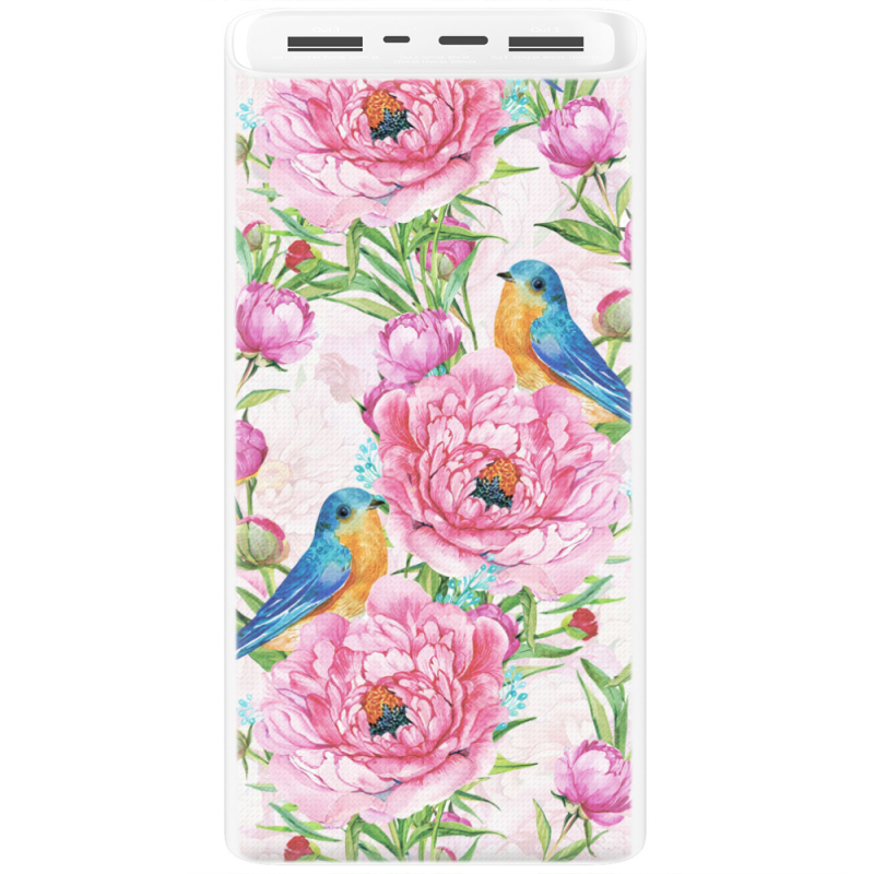 Xiaomi Mi Power Bank 3 20000mAh (PLM18ZM) Белый с принтом Birds and Flowers