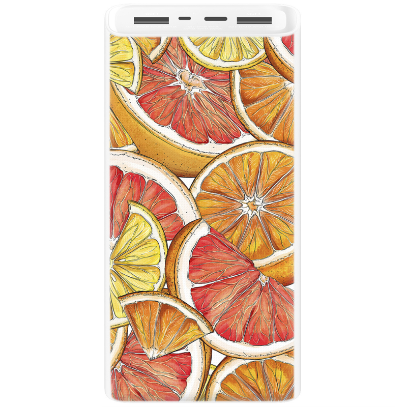 Xiaomi Mi Power Bank 3 20000mAh (PLM18ZM) Белый с принтом Citrus Pattern