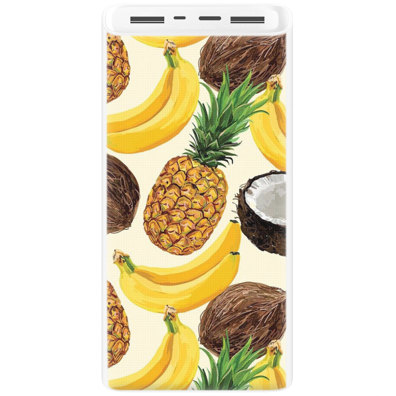 Xiaomi Mi Power Bank 3 20000mAh (PLM18ZM) Белый с принтом Tropical Fruits