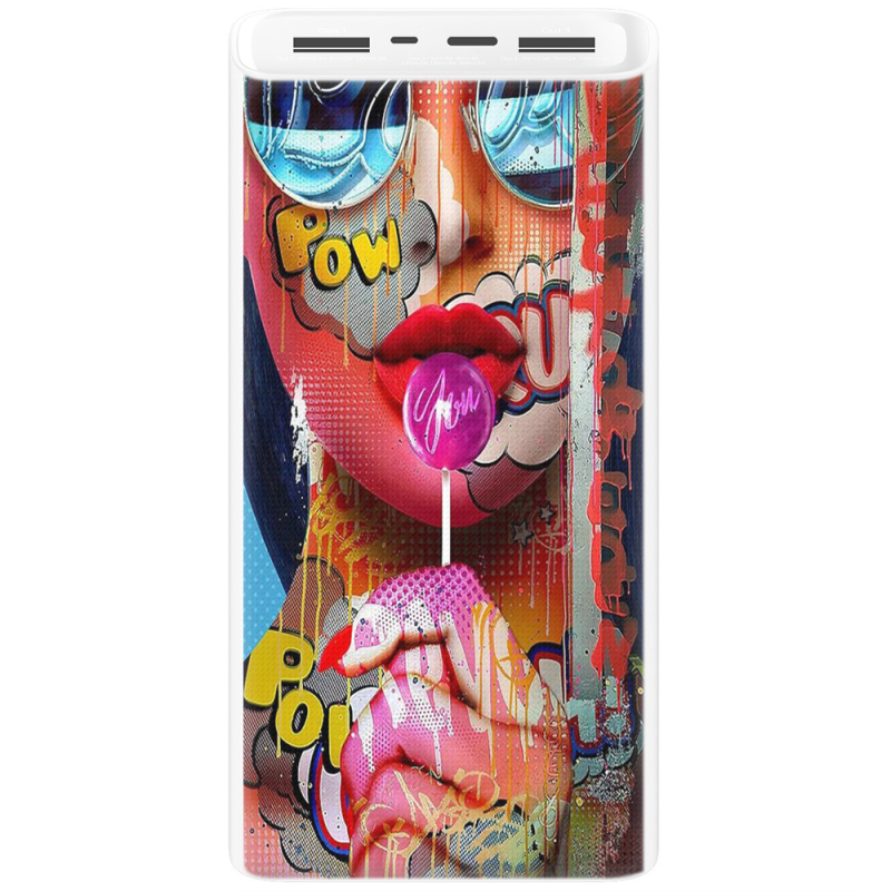 Xiaomi Mi Power Bank 3 20000mAh (PLM18ZM) Белый с принтом Colorful Girl