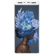 Xiaomi Mi Power Bank 3 20000mAh (PLM18ZM) Белый с принтом Exquisite Blue Flowers
