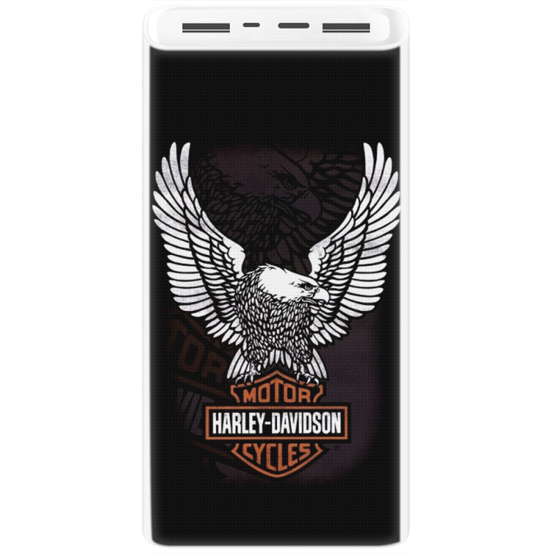 Xiaomi Mi Power Bank 3 20000mAh (PLM18ZM) Белый с принтом Harley Davidson and eagle