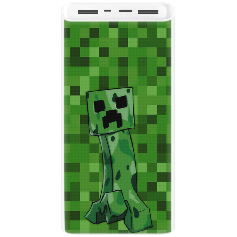 Xiaomi Mi Power Bank 3 20000mAh (PLM18ZM) Белый с принтом Minecraft Creeper