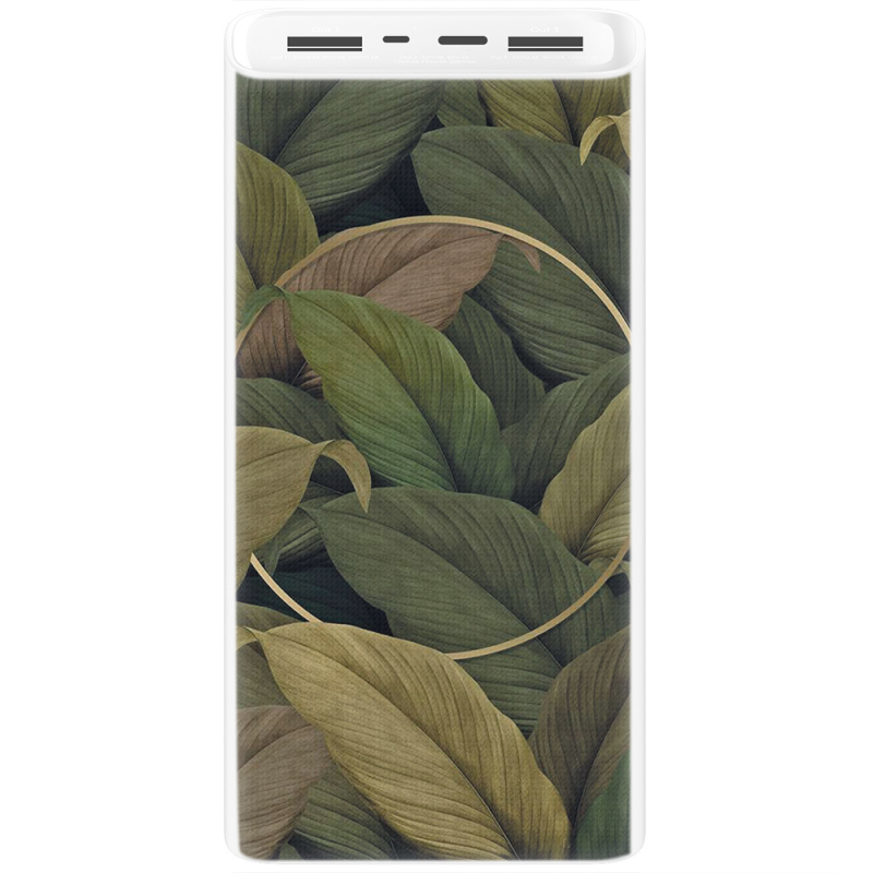 Xiaomi Mi Power Bank 3 20000mAh (PLM18ZM) Белый с принтом Leaf