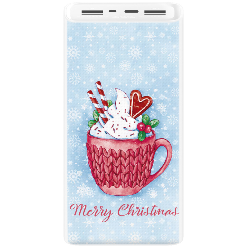 Xiaomi Mi Power Bank 3 20000mAh (PLM18ZM) Белый с принтом Spicy Christmas Cocoa