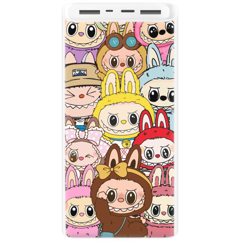 Xiaomi Mi Power Bank 3 20000mAh (PLM18ZM) Белый с принтом Labubu