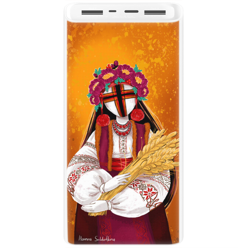 Xiaomi Mi Power Bank 3 20000mAh (PLM18ZM) Белый с принтом Motanka by H Soldatkina