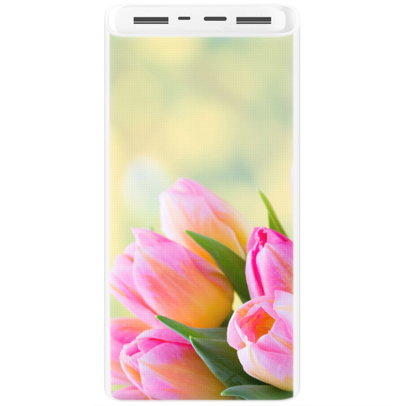 Xiaomi Mi Power Bank 3 20000mAh (PLM18ZM) Белый с принтом Bouquet of Tulips