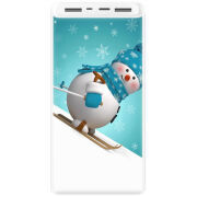 Xiaomi Mi Power Bank 3 20000mAh (PLM18ZM) Белый с принтом Skier Snowman