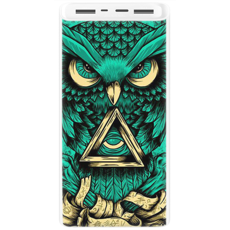 Xiaomi Mi Power Bank 3 20000mAh (PLM18ZM) Белый с принтом Masonic Owl