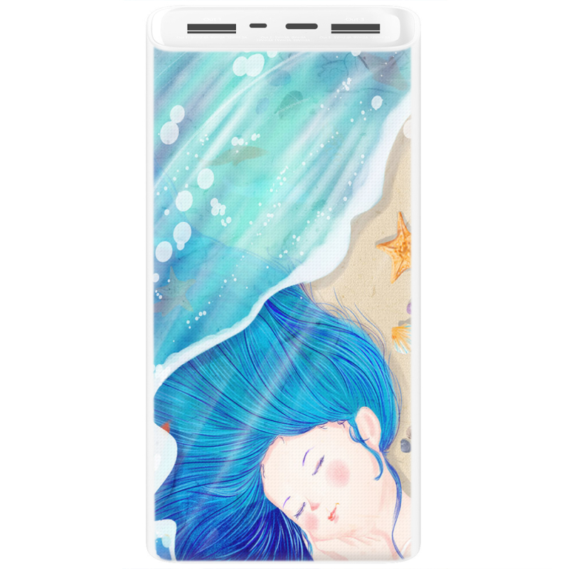 Xiaomi Mi Power Bank 3 20000mAh (PLM18ZM) Белый с принтом Sea Girl