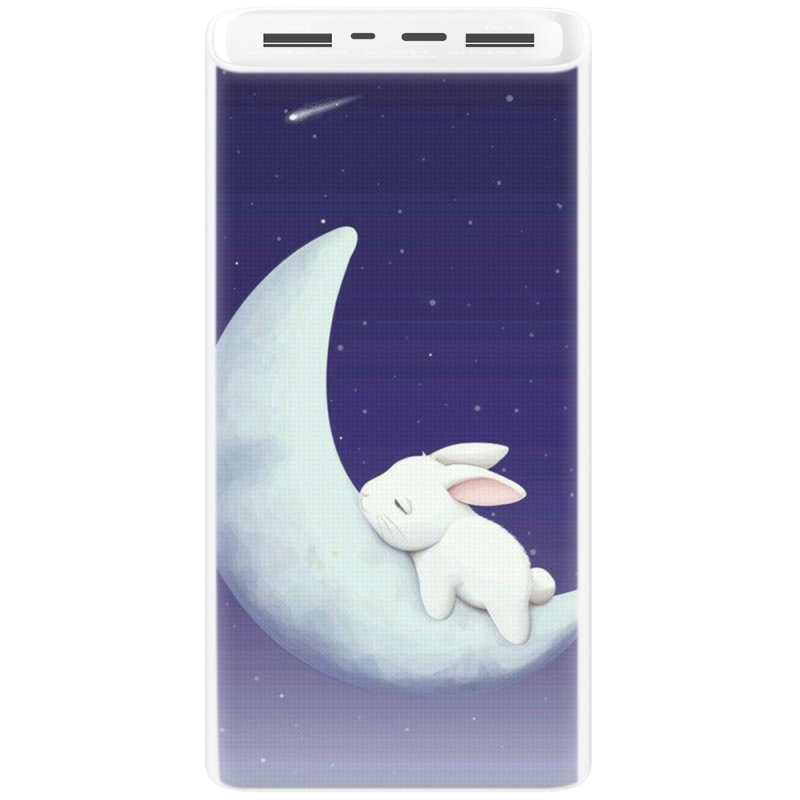 Xiaomi Mi Power Bank 3 20000mAh (PLM18ZM) Белый с принтом Moon Bunny