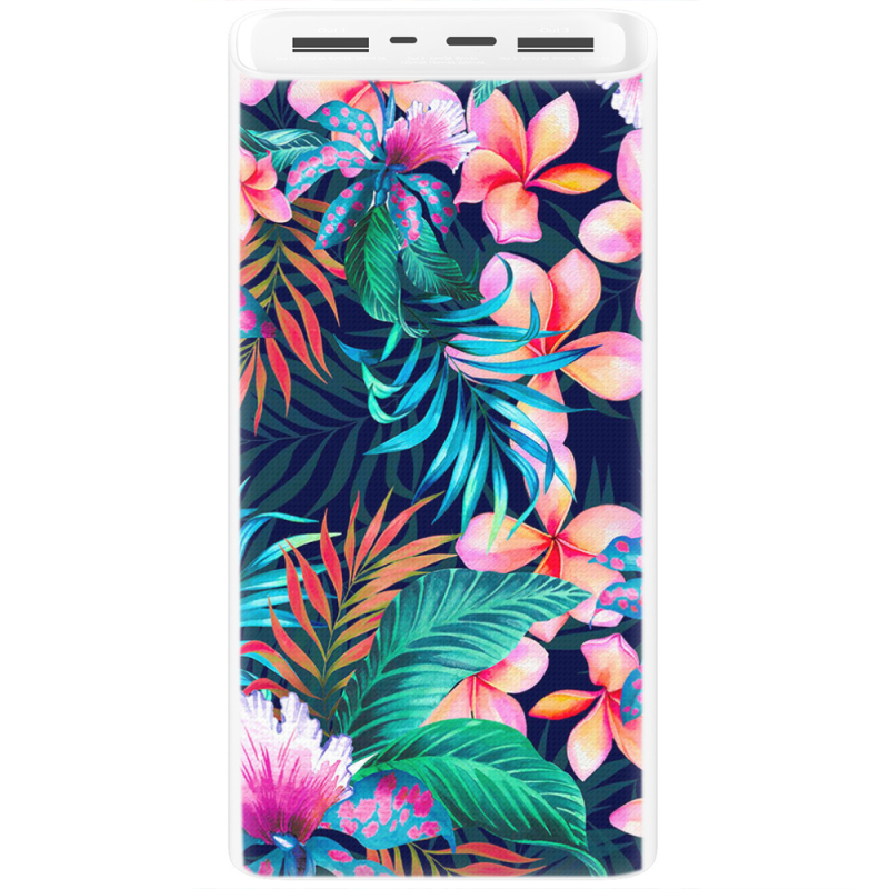 Xiaomi Mi Power Bank 3 20000mAh (PLM18ZM) Белый с принтом flowers in the tropics