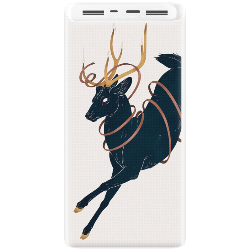 Xiaomi Mi Power Bank 3 20000mAh (PLM18ZM) Белый с принтом Black Deer