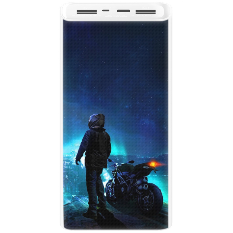 Xiaomi Mi Power Bank 3 20000mAh (PLM18ZM) Белый с принтом Motorcyclist
