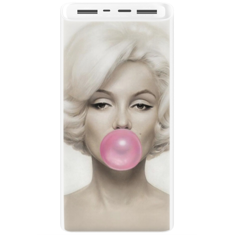 Xiaomi Mi Power Bank 3 20000mAh (PLM18ZM) Белый с принтом Marilyn Monroe Bubble Gum