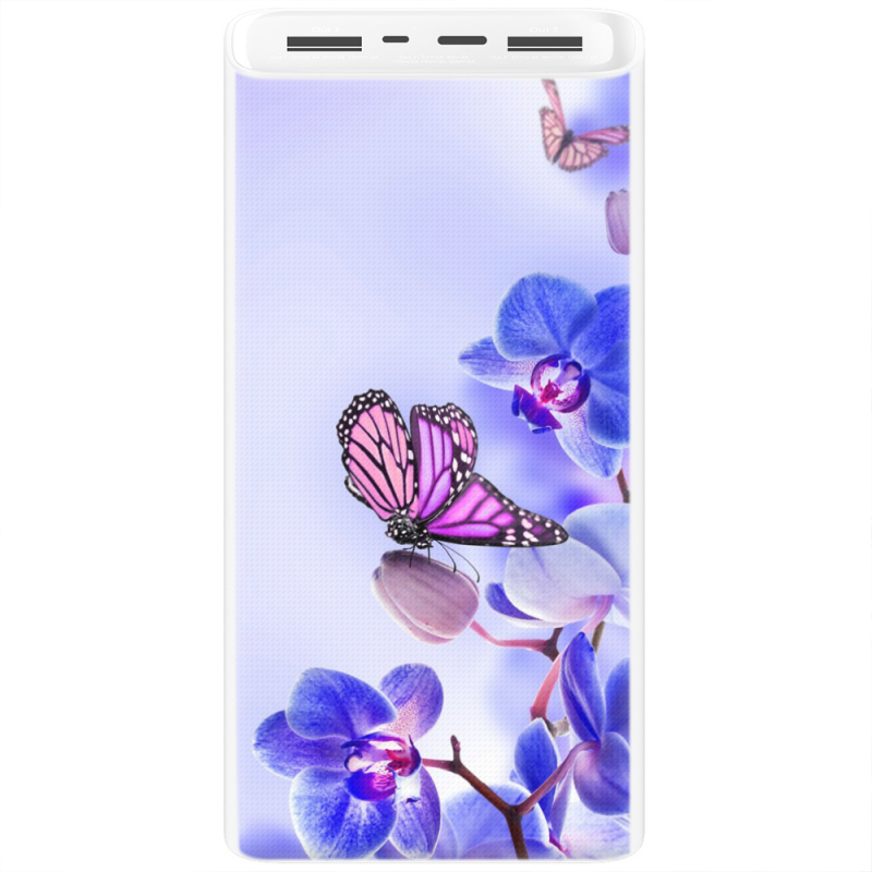 Xiaomi Mi Power Bank 3 20000mAh (PLM18ZM) Белый с принтом Orchids and Butterflies