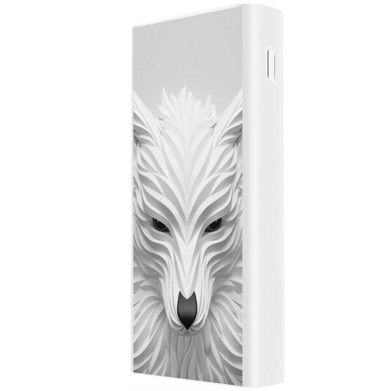 Xiaomi Mi Power Bank 3 20000mAh (PLM18ZM) Белый с принтом White Wolf