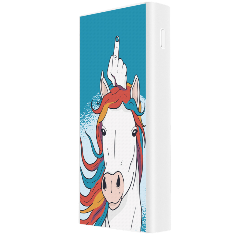 Xiaomi Mi Power Bank 3 20000mAh (PLM18ZM) Белый с принтом Fuck Unicorn