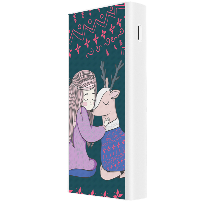 Xiaomi Mi Power Bank 3 20000mAh (PLM18ZM) Белый с принтом Girl and deer