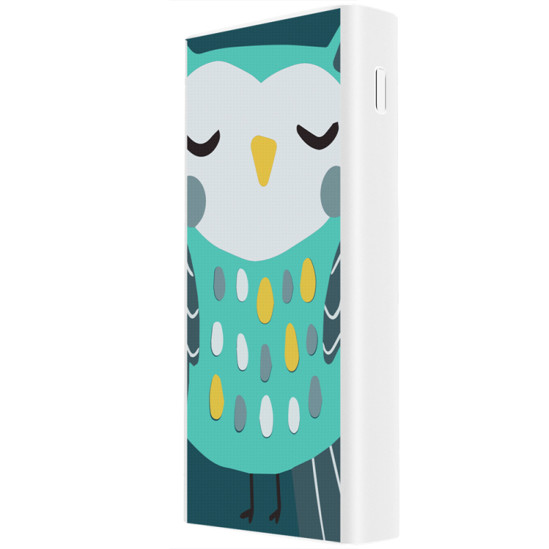 Xiaomi Mi Power Bank 3 20000mAh (PLM18ZM) Белый с принтом Green Owl