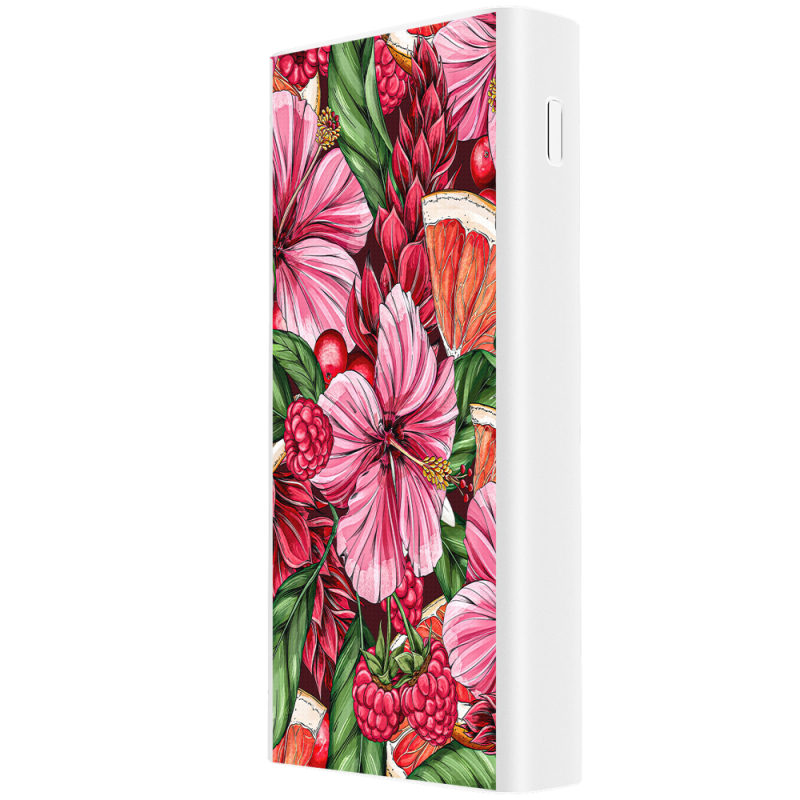 Xiaomi Mi Power Bank 3 20000mAh (PLM18ZM) Белый с принтом Tropical Flowers