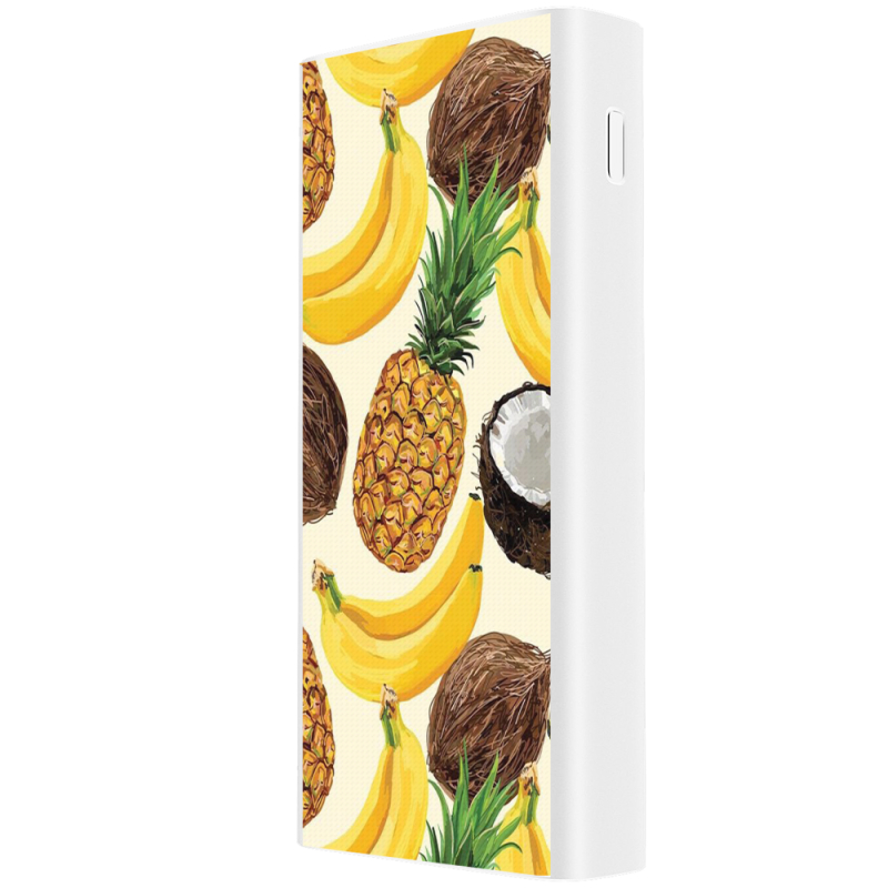 Xiaomi Mi Power Bank 3 20000mAh (PLM18ZM) Белый с принтом Tropical Fruits