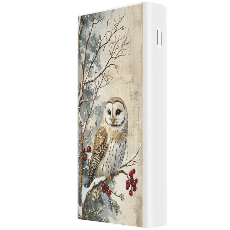 Xiaomi Mi Power Bank 3 20000mAh (PLM18ZM) Белый с принтом Christmas Owl