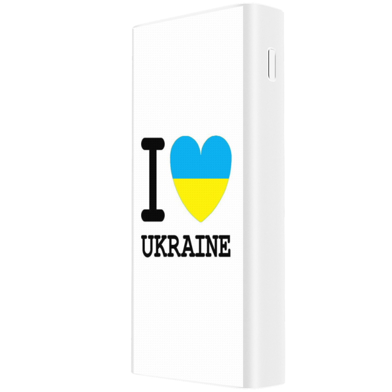 Xiaomi Mi Power Bank 3 20000mAh (PLM18ZM) Белый с принтом I love Ukraine