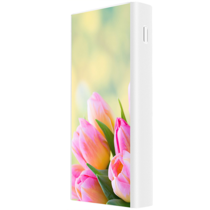 Xiaomi Mi Power Bank 3 20000mAh (PLM18ZM) Белый с принтом Bouquet of Tulips