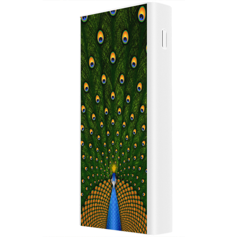 Xiaomi Mi Power Bank 3 20000mAh (PLM18ZM) Белый с принтом Peacocks Tail