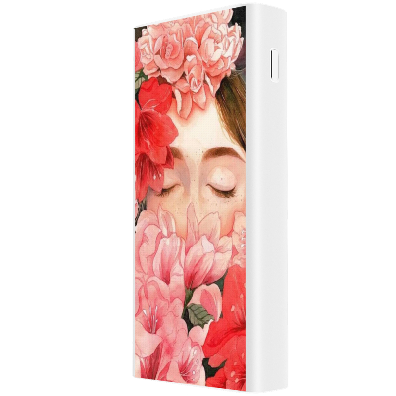 Xiaomi Mi Power Bank 3 20000mAh (PLM18ZM) Белый с принтом Girl in Flowers