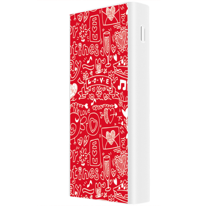 Xiaomi Mi Power Bank 3 20000mAh (PLM18ZM) Белый с принтом Happy Valentines