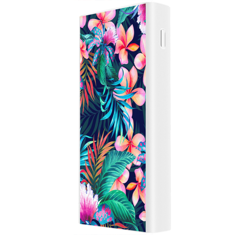 Xiaomi Mi Power Bank 3 20000mAh (PLM18ZM) Белый с принтом flowers in the tropics