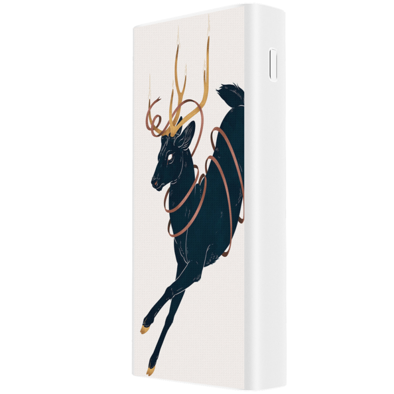 Xiaomi Mi Power Bank 3 20000mAh (PLM18ZM) Белый с принтом Black Deer