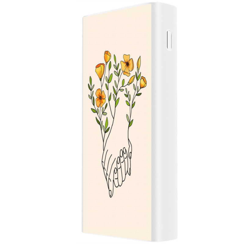 Xiaomi Mi Power Bank 3 20000mAh (PLM18ZM) Белый с принтом Flower Hands